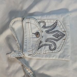 Handmade cross body purse from MEK Denim jeans